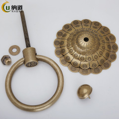 Antique-style oxidized gate handle, brass retro lion head door knob, new Chinese style villa, as you wish wooden door handle