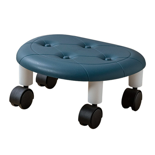 Imitation leather pulley low stool modern simple bedroom universal wheel plastic bench home living room children's small stool with wheels