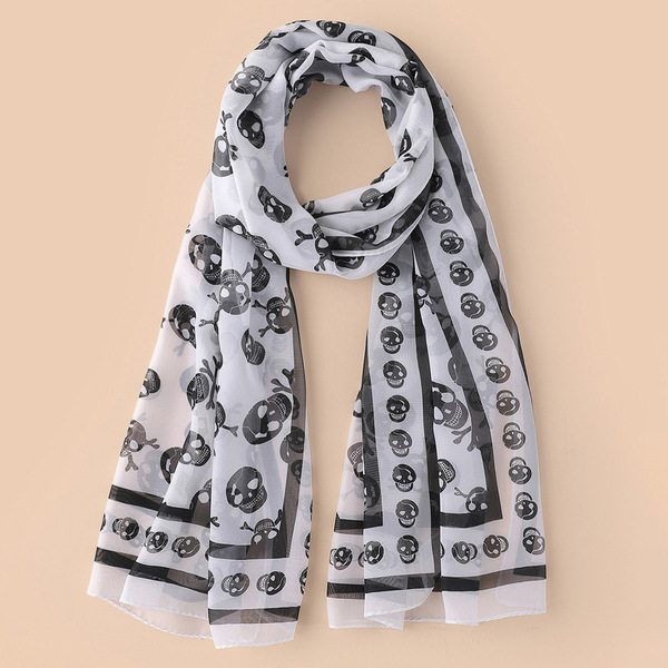 Chiffon scarf positioning skull seaside holiday scarf print mid…