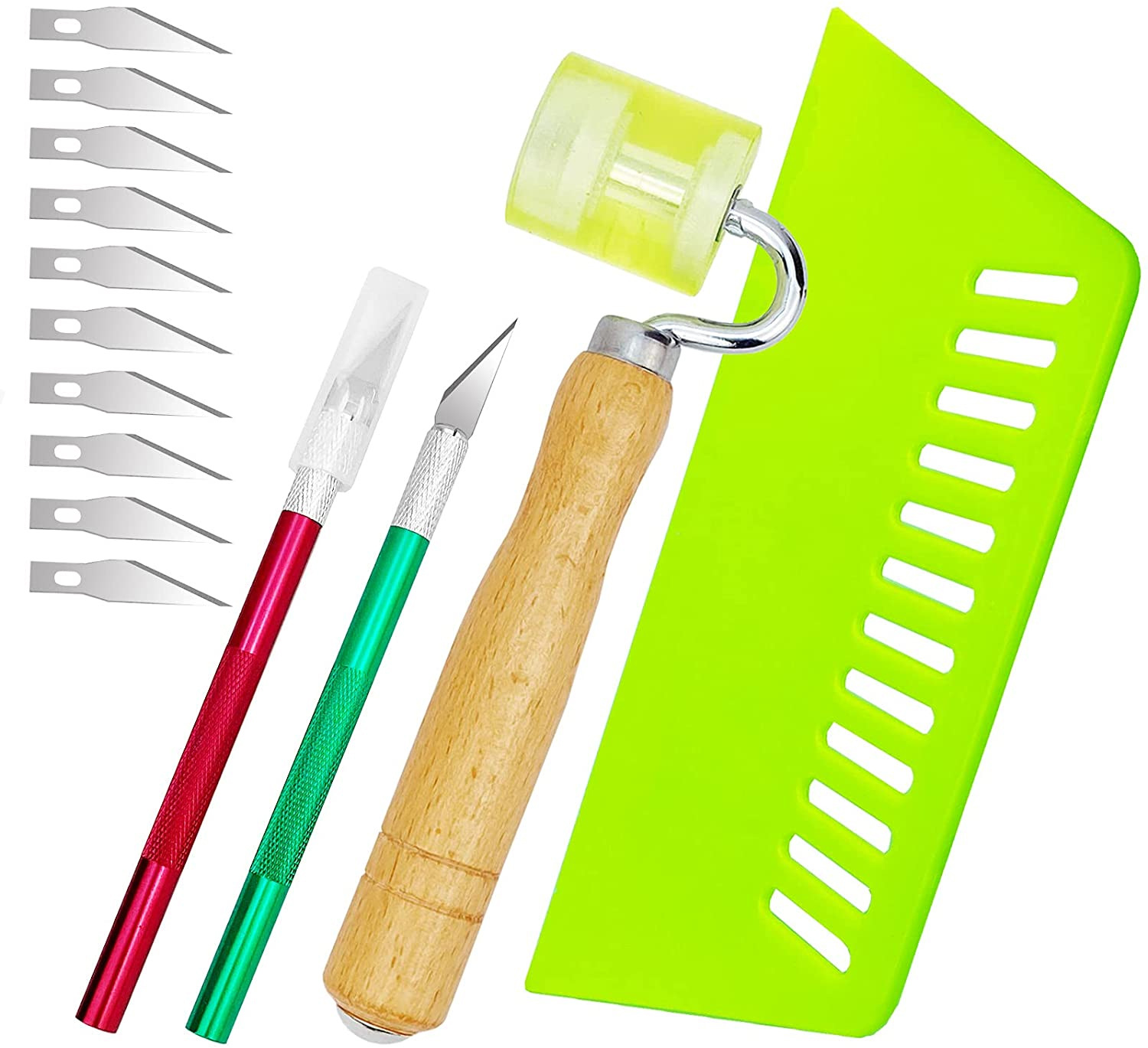 14件套密封工具梯形刮板墙纸安装套件平滑工具塑料刮刀刻刀