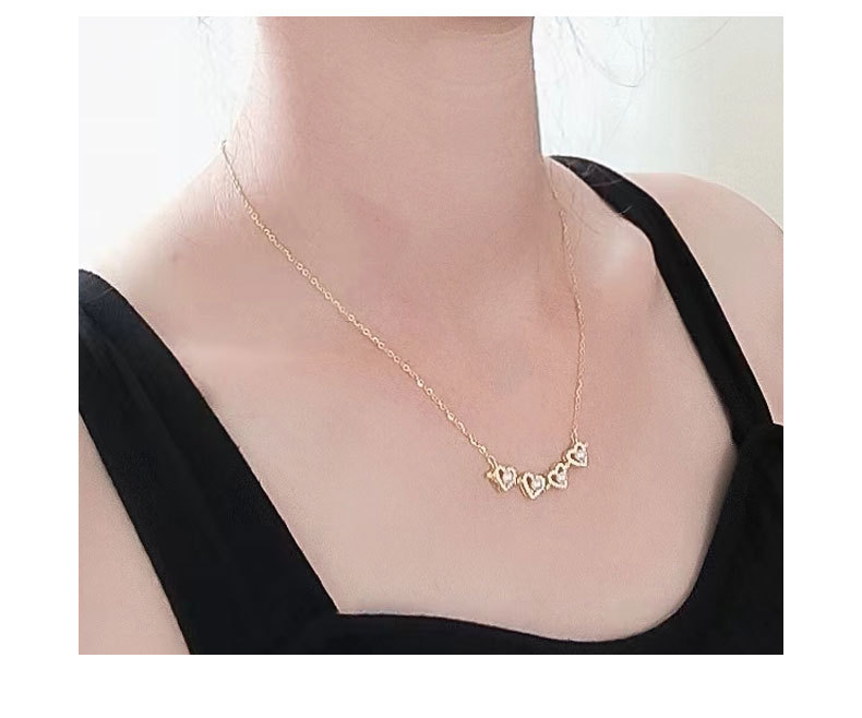 Pendant Necklace Classification Sterling Silver Zircon Cable Chain Plating Four Leaf Clover Heart Shape Pendant Necklace