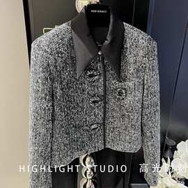 白鸭绒小香风羊毛外套短款羽绒服小个子短款高端欧货高级感新款女