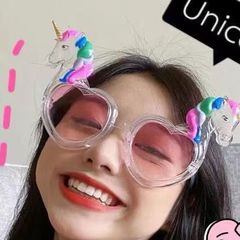 可爱搞怪气氛装饰闺蜜情侣拍照道具彩虹独角兽生日聚会派对装饰镜