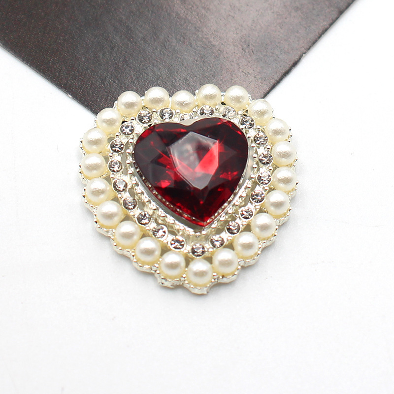 27mm銀色桃心真珠花盤合金部品diy髪飾り花盤ドリル頭飾りアクセサリー部品