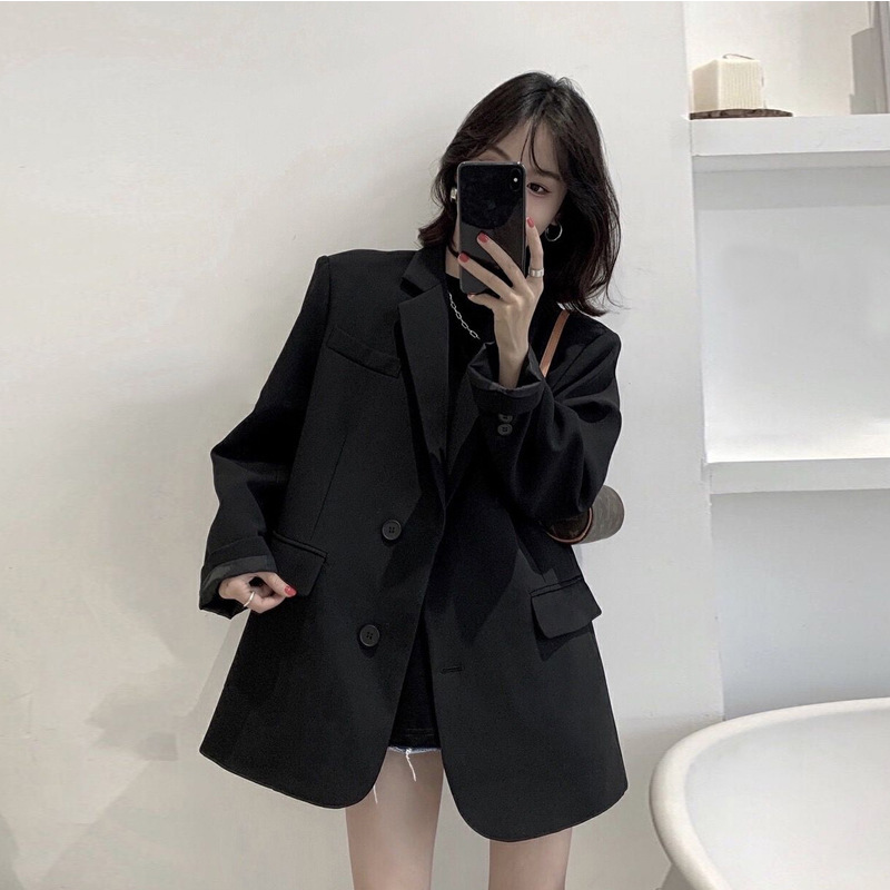 [Original Size] Sense Black Suit Jacket Women's New Korean Loose Little Suit suit Top