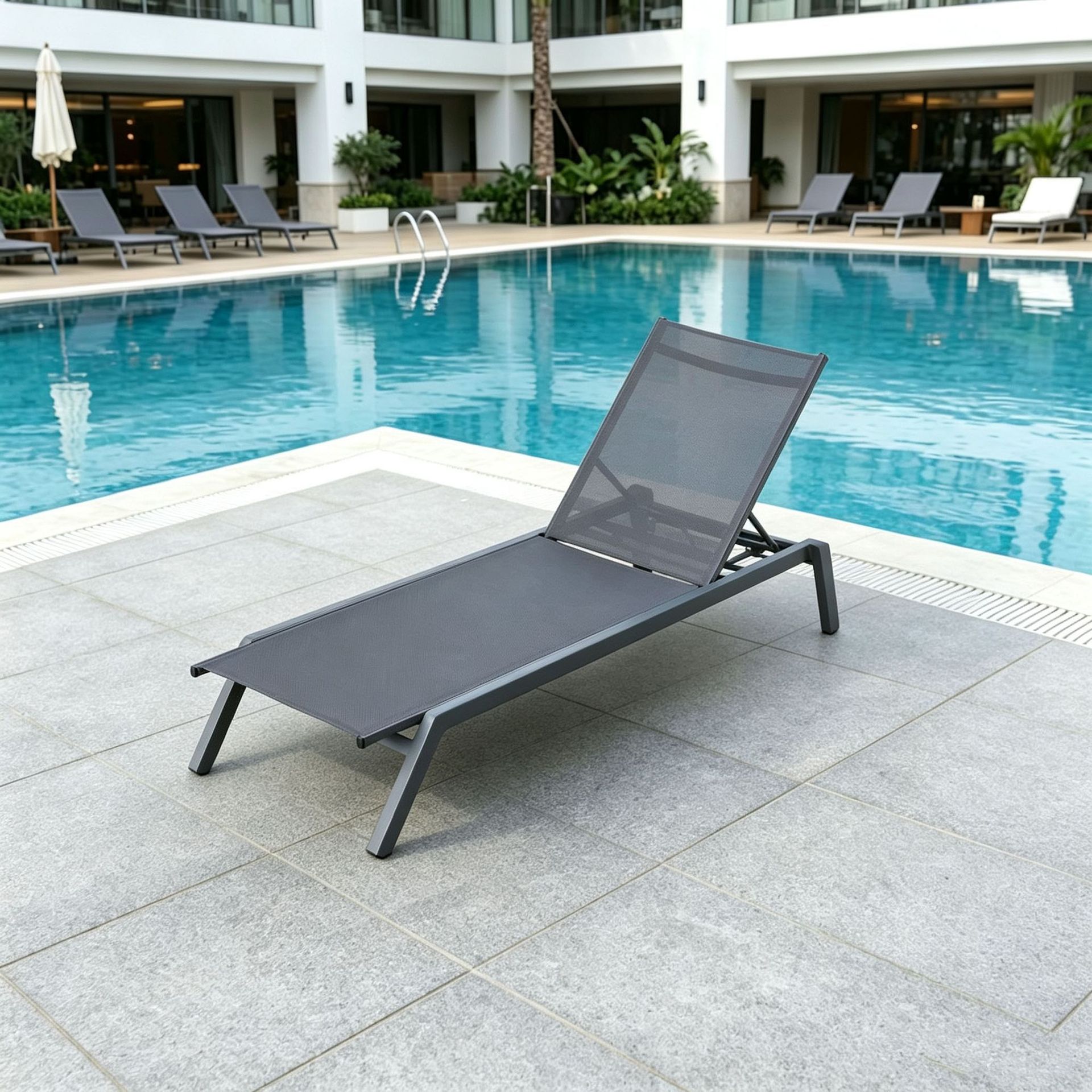 Silla al aire libre balcón patio impermeable aleación de aluminio villa de ocio al aire libre piscina cama de protección solar playa doméstica