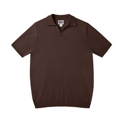GDDQSDCハサミ襟Poloニットtシャツ男性カジュアル绢糸純色折り襟半袖軽豪華レトロ