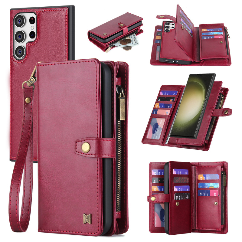 Cross-Border Applicable S26U Mobile Phone Case Leather Cover S26 Series Mobile Phone Multi-Function Wallet Card Holder S25 Magnetic Phone Case