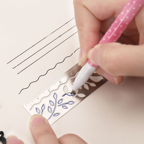 Ruler student stationery ruler multifunctional metal bookmark Korean small fresh learning tool stainless steel measuring ruler