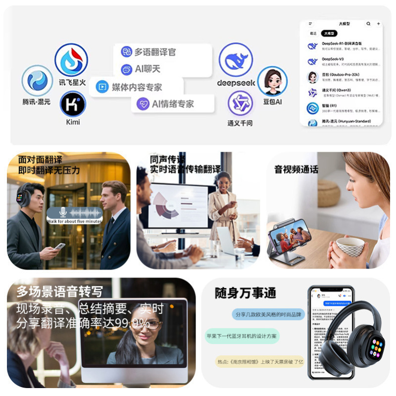 HYUNDAI现代X1pro蓝牙耳机不入耳无线通用电量降噪运动耳机带屏幕|undefined