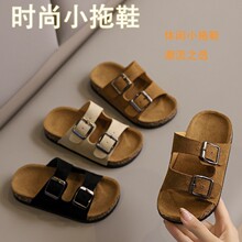 时尚复古儿童拖鞋夏季外穿厚底舒适男女童凉拖防滑沙滩软木鞋子潮
