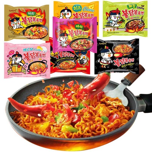 1 taste of South Korea's Samyang imported internet celebrity hot super spicy turkey noodles 5 flavors spicy chicken noodles dry mixed instant noodles