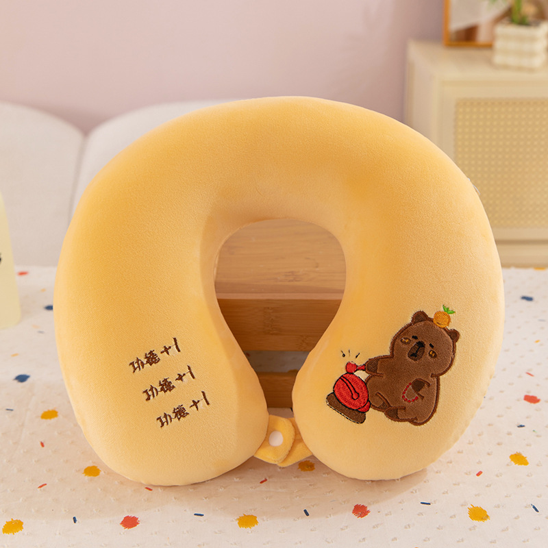 Cartoon neck pillow for traveling with animals for sleep