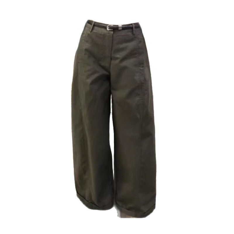 Three-Dimensional Cut Twill Texture Crisp Casual Workwear Wide-Leg Pants for Women in Autumn Versatile High-Waist Slim Straight Pants