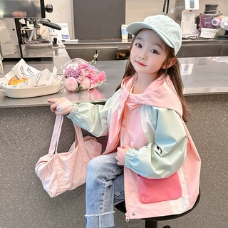 女童外套春秋2026新款儿童风衣宝宝上衣春装连帽春季韩版轻便洋气