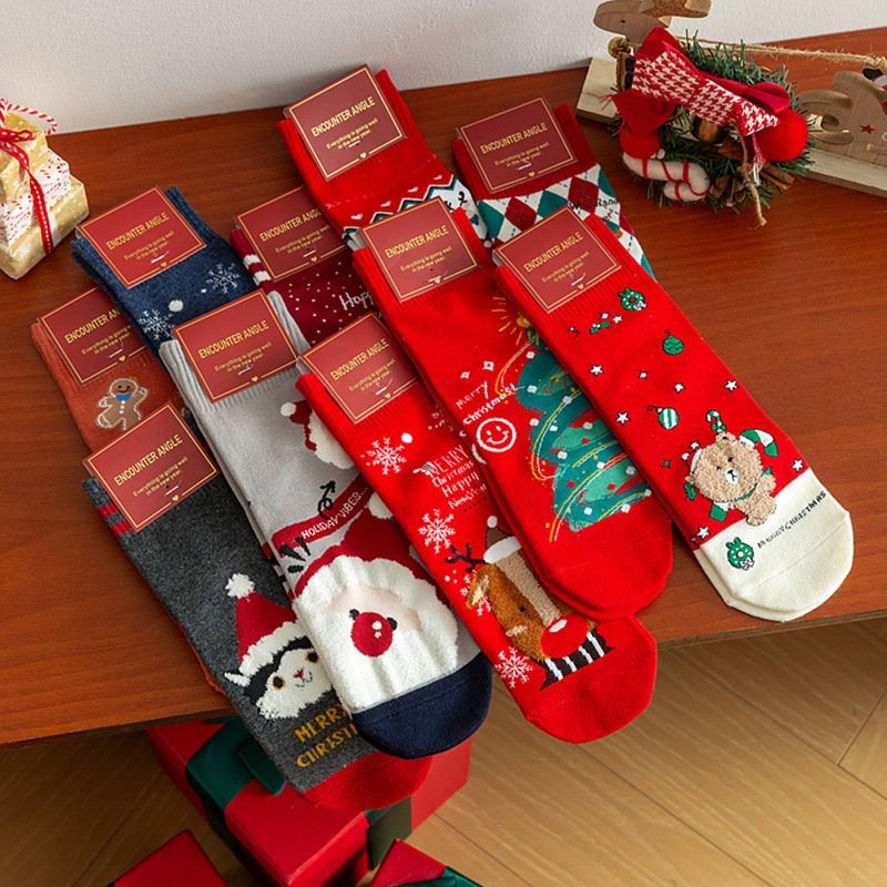Zhuji Socks Christmas Socks Men's and Women's Socks Winter Christmas Gifts Cute Korean Cartoon Socks Cotton Big Red Socks