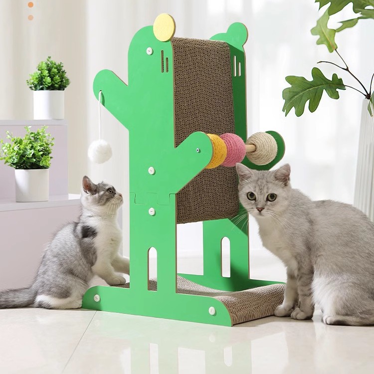 Tablero de agarre de gato de cactus, rectificador vertical de garras, papel corrugado, resistente al desgaste, resistente al agarre, sin astillas, núcleo interno, juguetes intercambiables, suministros para gatos