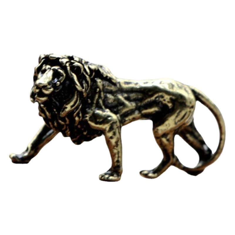 Hecho a mano vintage angustiado León llavero colgante latón León adornos equipaje coche clave adornos regalo