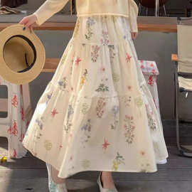 甜美碎花半身裙女夏季2025年新款高腰半裙小个子a字裙子大摆长裙