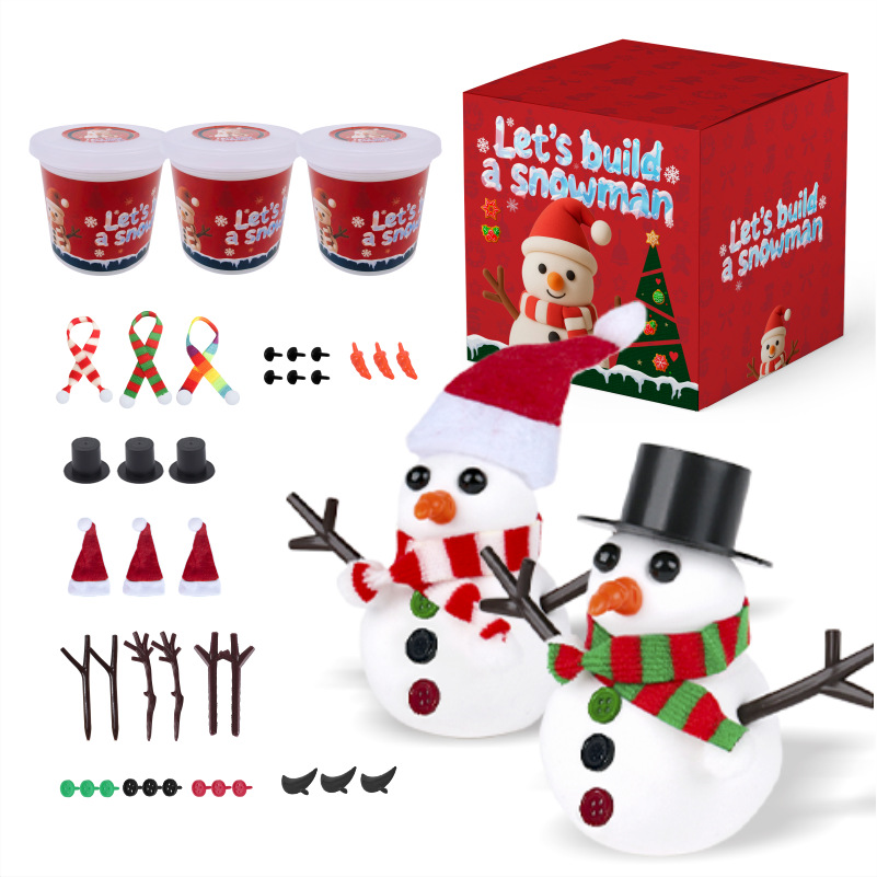 12 piezas de artesanía navideña kits de bricolaje para niños decoración de muñeco de nieve creativa arcilla seca al aire ultraligera regalo de vacaciones