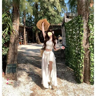 T-shirt, long skirt, set, boho style, 3 piece set