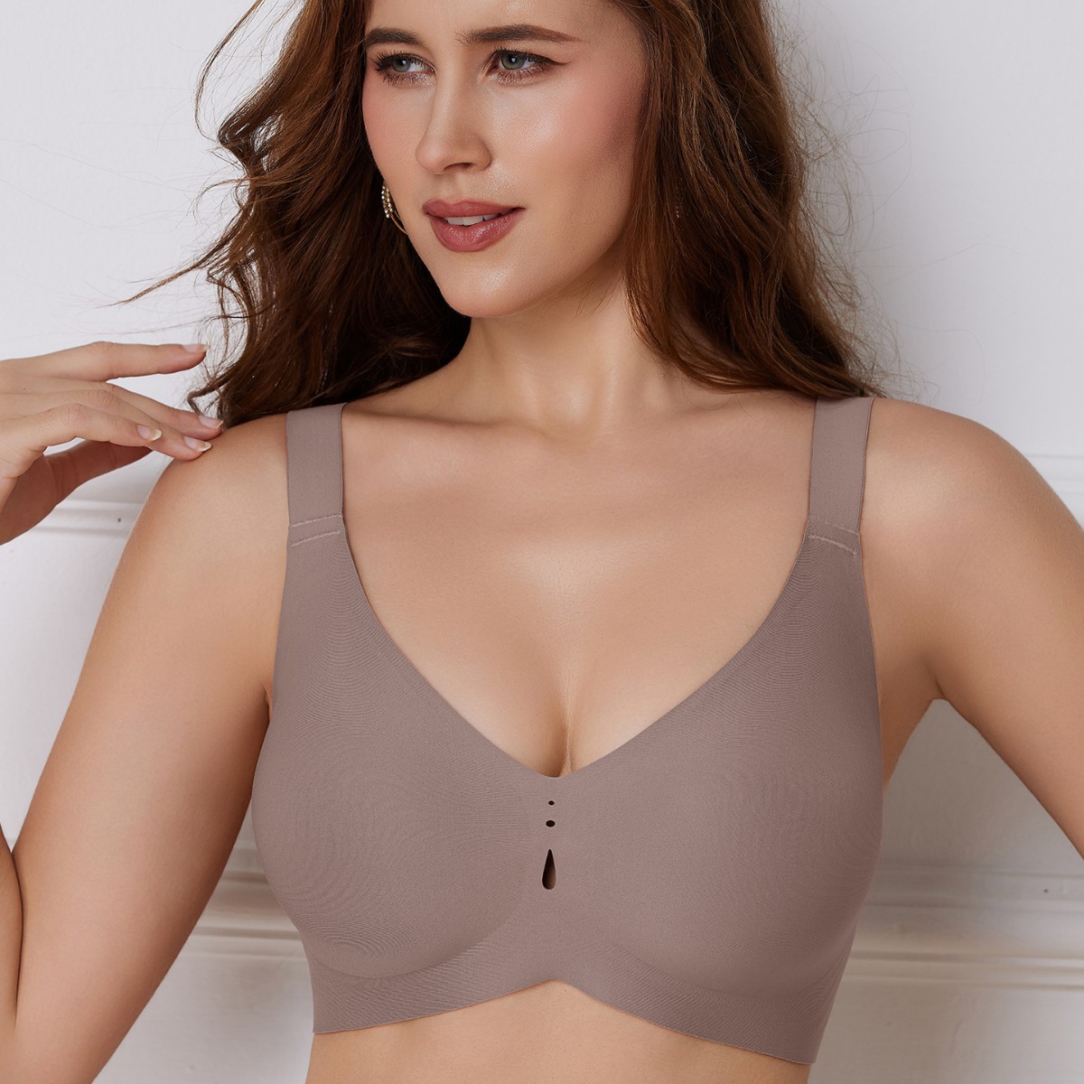 Amazon atractivo transfronterizo tamaño grande reunido sin anillo de acero europeas y estadounidenses sujetadores de gelatina confortable comercio exterior ropa interior sin marcas mujeres