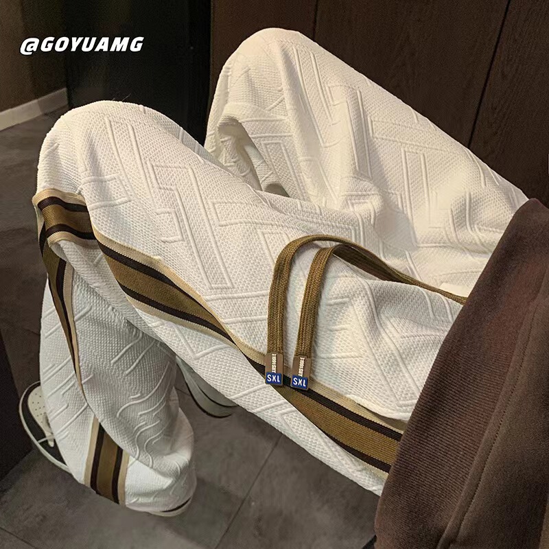 Design striped stitching pants men's and women's same fashion brand ins sports sweatpants thickened loose American casual pants