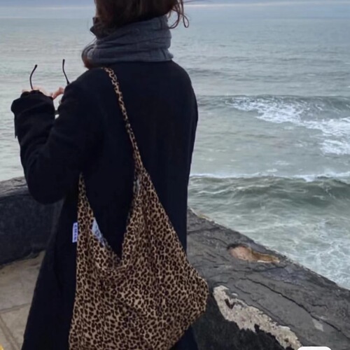 Korean style Baizige flower print fabric bag chic lamprene Ins shoulder bag large capacity retro versatile hand-held
