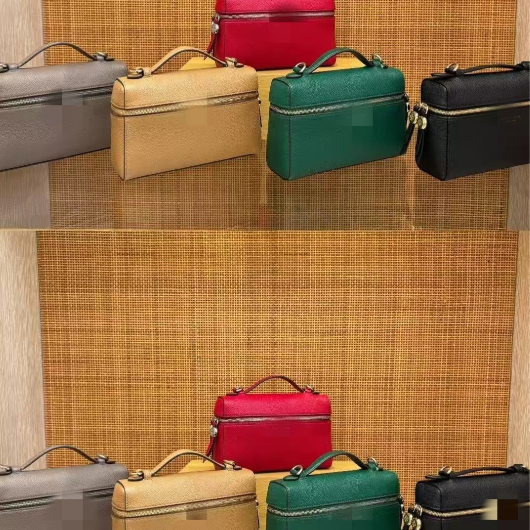 Lp Lunchbox Bag Genuine Leather Women's Bag Celebrity Style First-Layer Cowhide Niche Elegant Handbag Box Bag Crossbody Small Bag