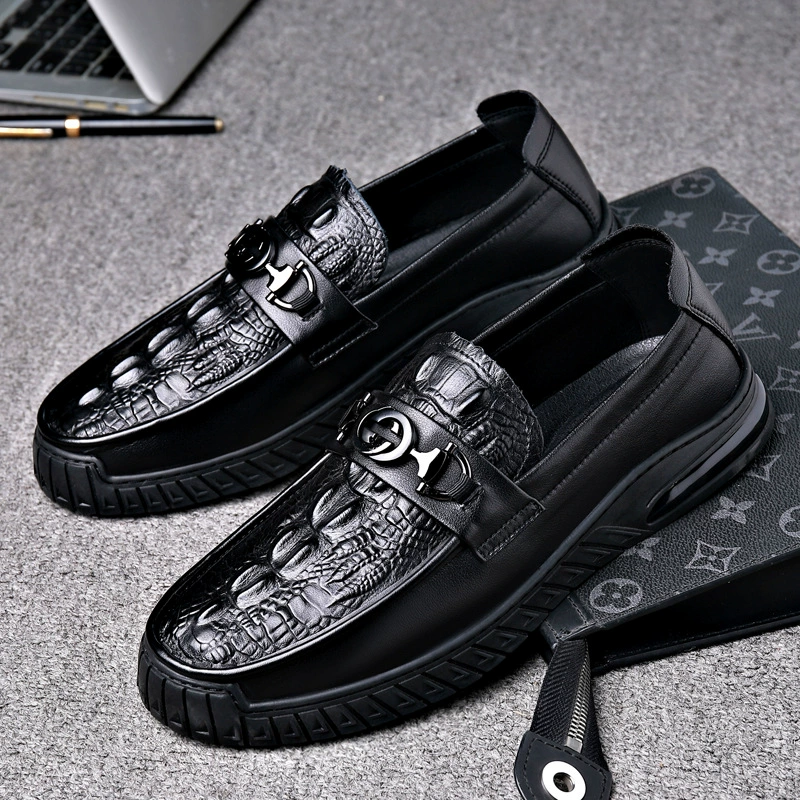 Туфли Doug, мужские туфли из натуральной кожи с крокодиловым узором, флип-туфли на мягкой подошве, удобные повседневные кожаные туфли без шнуровки, легкая модная мужская обувь