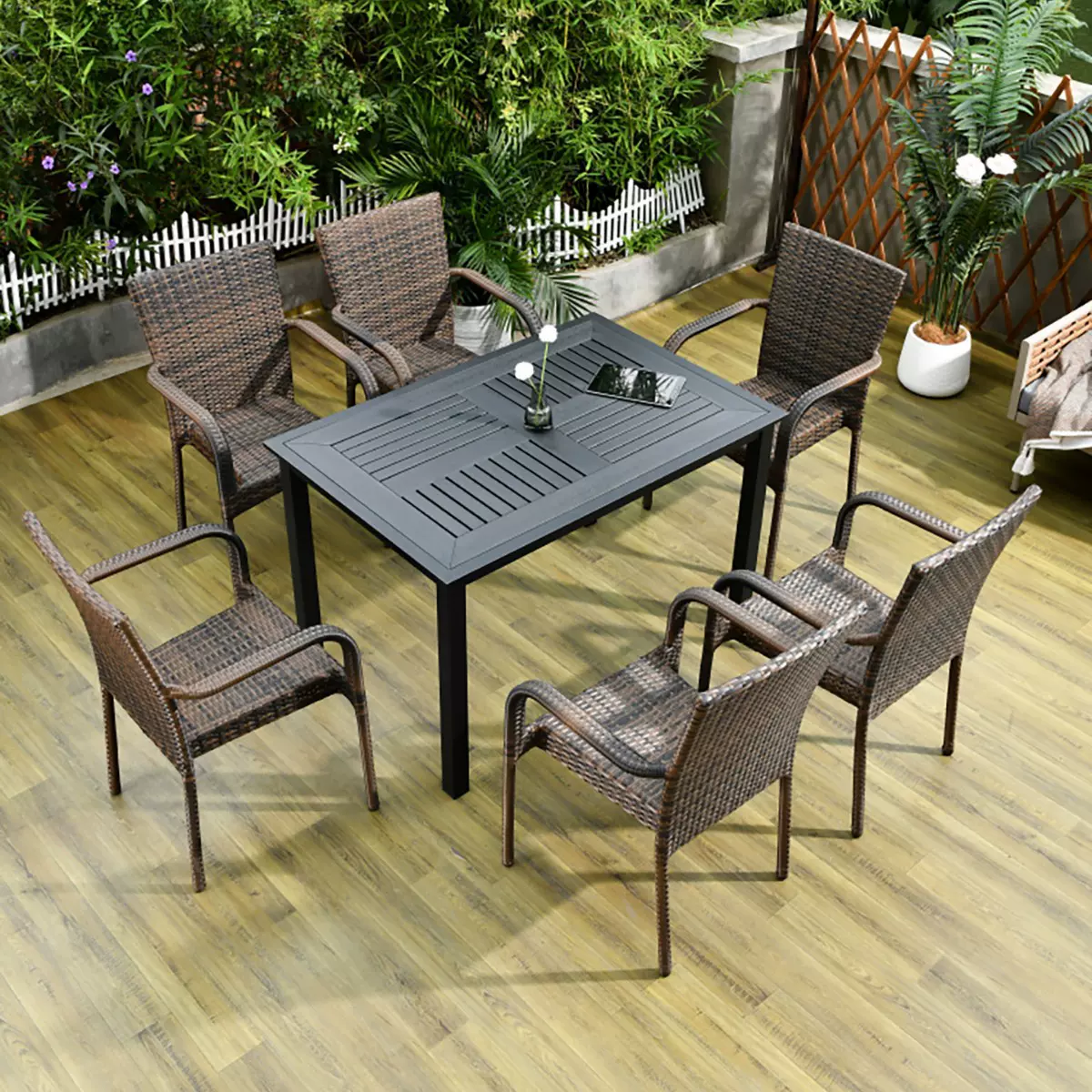 户外桌椅餐饮奶茶店室外庭院露天休闲藤椅商用外摆茶几桌椅椅子