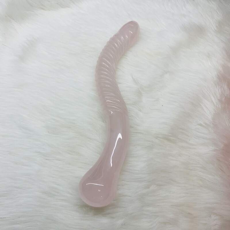 天然粉晶 白水晶 黑曜石水晶按摩棒摆件 图 15