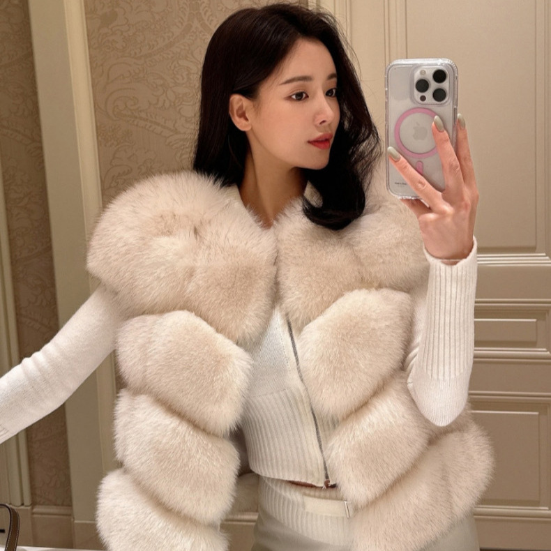 韩国ins风狐狸毛马甲皮草外套2024新款女装正品奢华高定网红代购