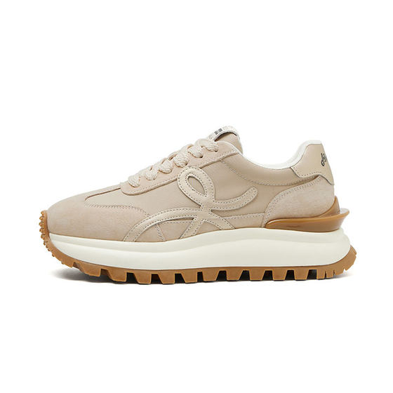 European station 2024 preppy style argan shoes women's casual genuine leather platform ins trendy red running all-matching sneaker