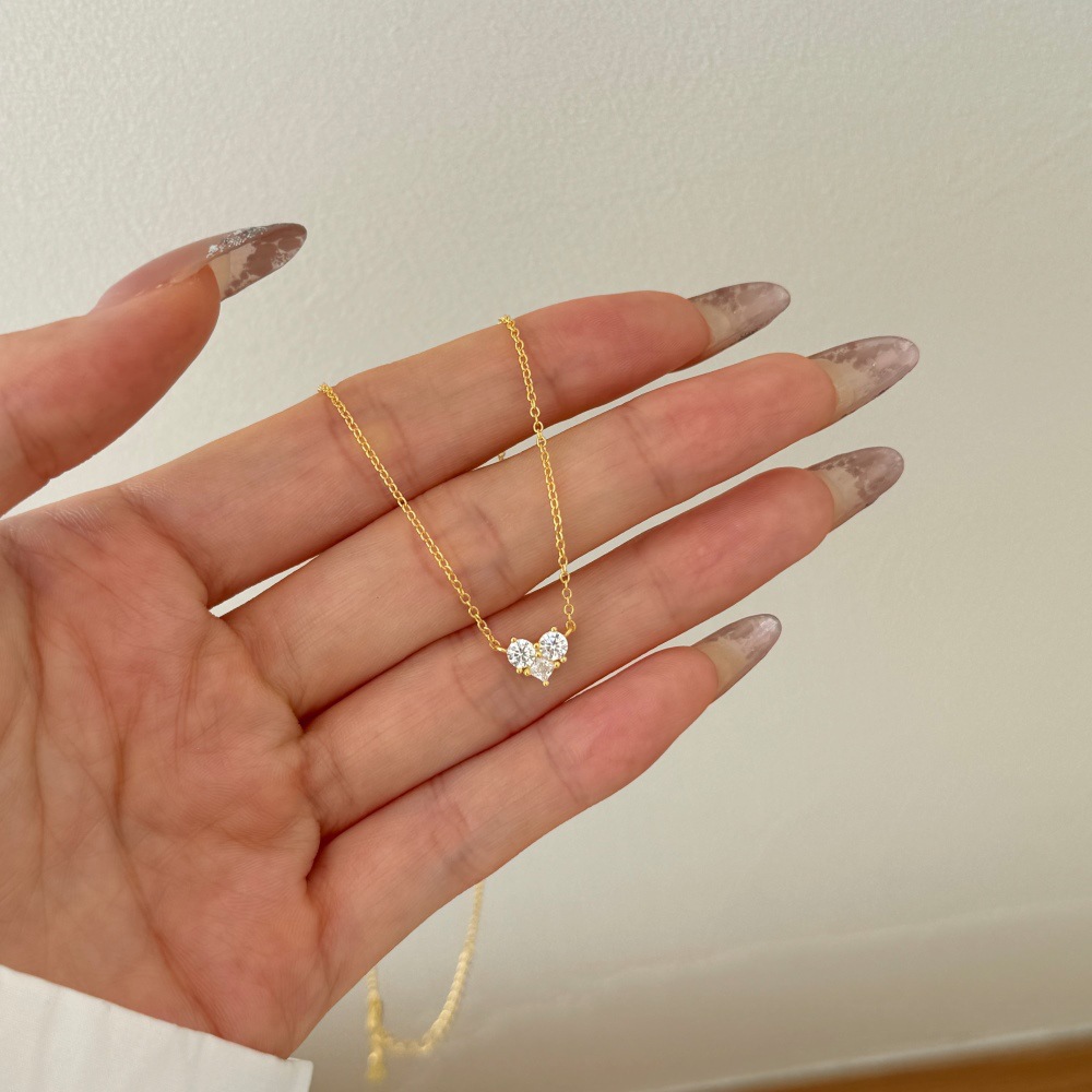 Holiday, Daily Occasion 925 Sterling Silver Zircon Cable Chain Plating Heart Shape Wings Pendant Necklace