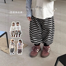 大小卷童装25秋儿童裤子男宝女宝立体卡通条纹经典长裤休闲裤卫裤