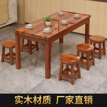加厚实木碳化桌面馆快餐桌小吃桌饭店火锅烧烤桌生产厂家佛山家具