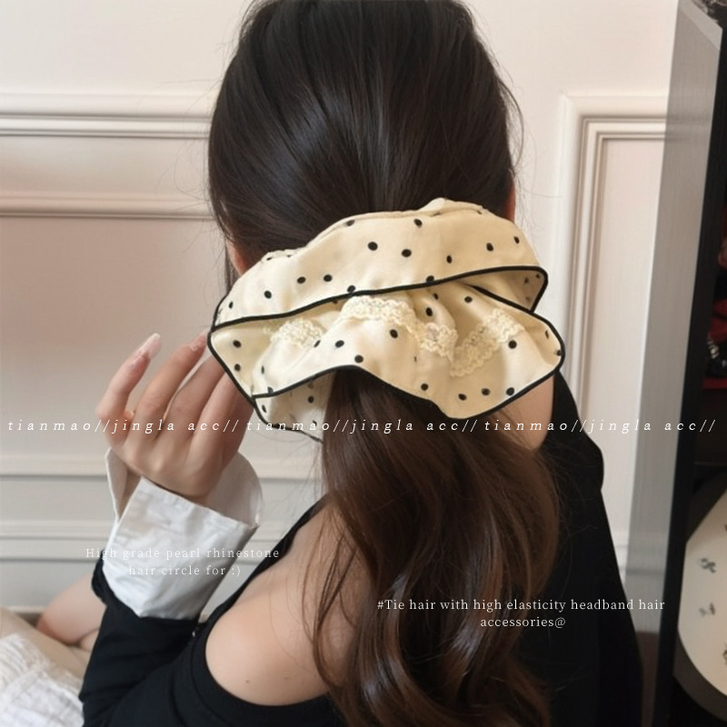 El encaje de alta sensación de punto de onda del intestino grueso anillo de cabello para mujeres 2025 nuevo cabello de alta elasticidad bola de cabello correa de cabello