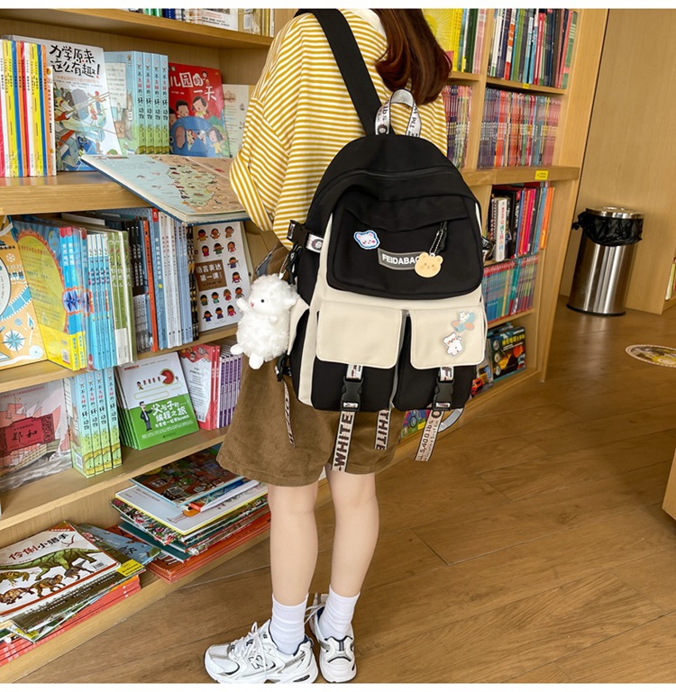 2021 New Schoolbag Korean Version Backpack Junior High School Student Schoolbag Campus Backpack Girl display picture 7