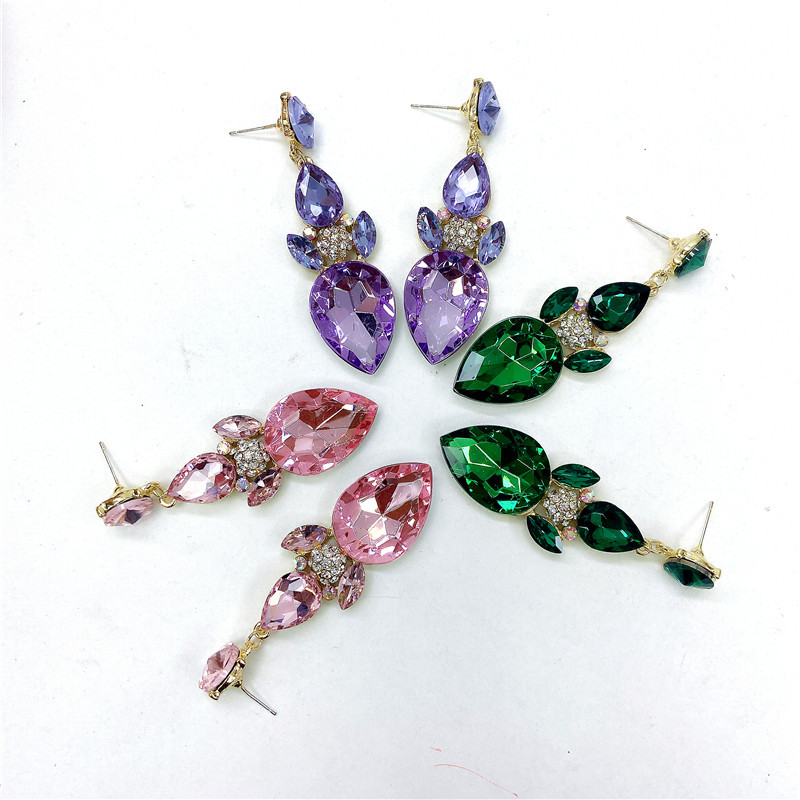 Fashion Multicolor Crystal Gem Fashion Temperament Earrings display picture 4