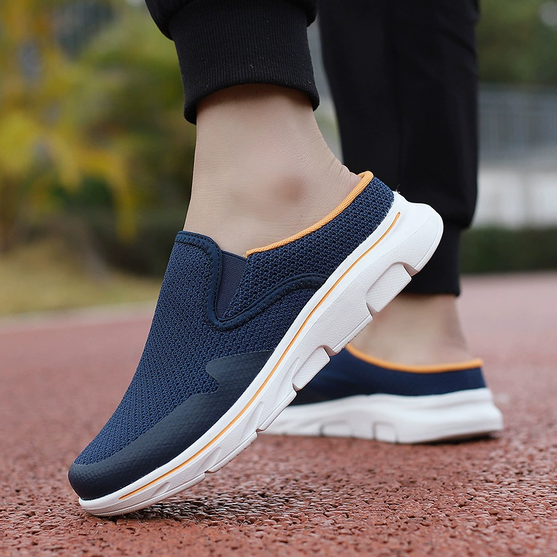 Лето и осень, пара, трансграничные, большие размеры, легкие, повседневные, дышащие, полуслипы, ленивые туфли, уличные походные мужские и женские тапочки на плоской подошве с плоским носком