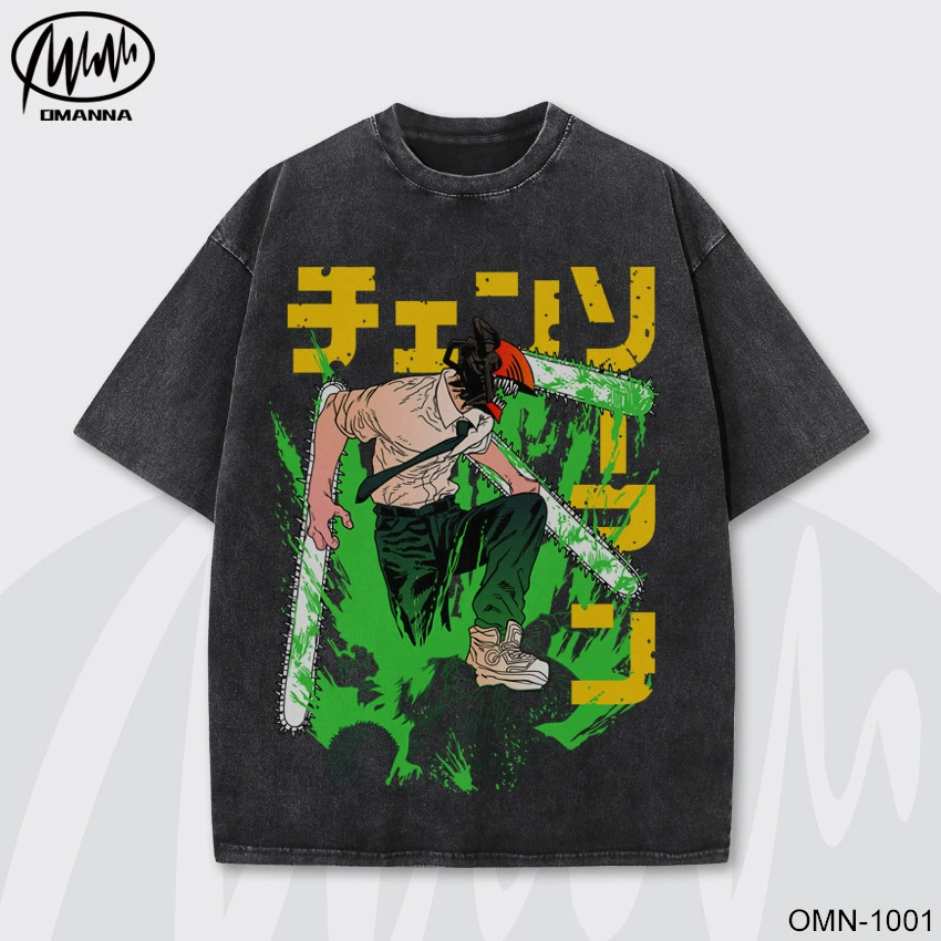 Мужская футболка с короткими рукавами и принтом американского аниме, летняя повседневная футболка с круглым вырезом и половиной рукавов, модный мужчина с бензопилой