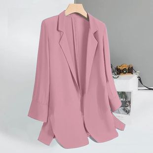 Thin Suit Jacket for Women 2022 New Summer Chiffon Loose Slimming Look Draped Women's Small Suit Top