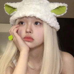 高品質版のかわいいぬいぐるみ羊耳フィッシャーマンハット、秋冬の和風スイートスタイルのかわいいボンネット帽、女の子用帽子