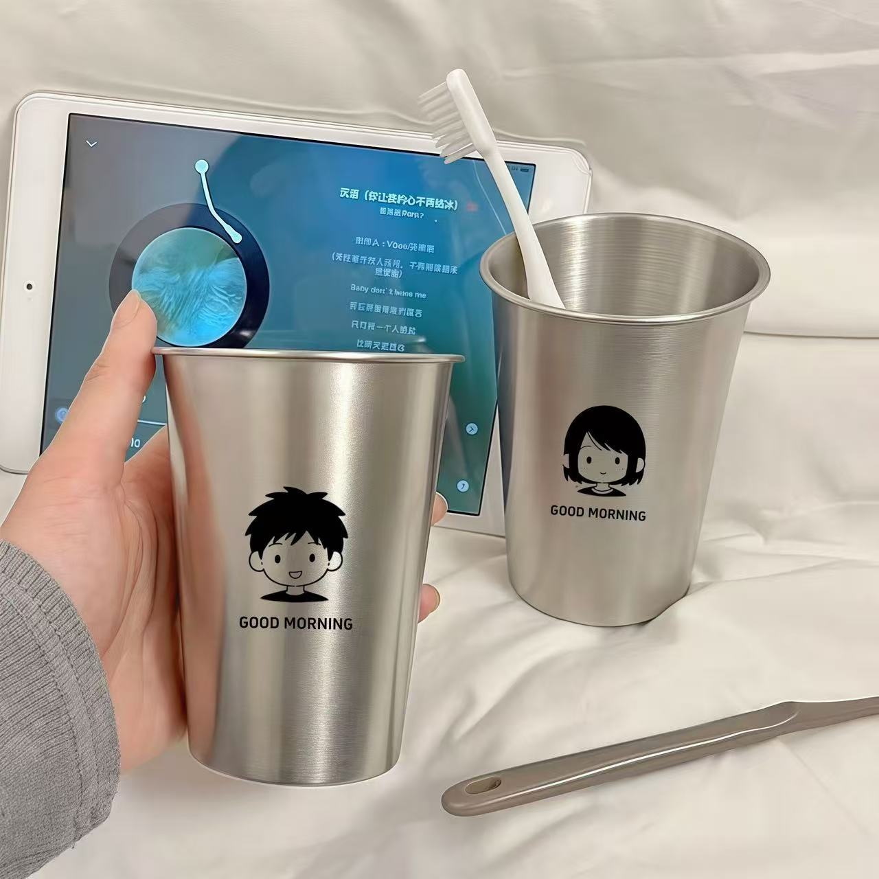 Internet Celebrity Mouthwash Cup Household Toothbrush Cup Wash Cup Household Tooth Cup 304 Stainless Steel Kidsren's Toothbrush Cup