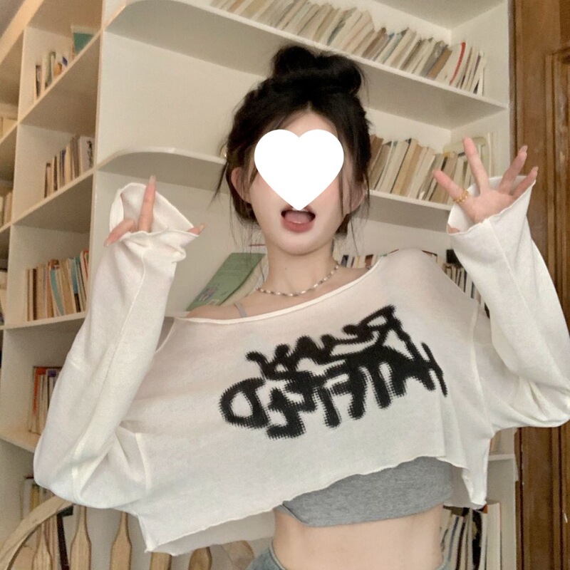 Short Top, Sun Protection Blouse, Long-Sleeved T-Shirt, Women's Camisole, Thin Summer Design Two-Piece Suit