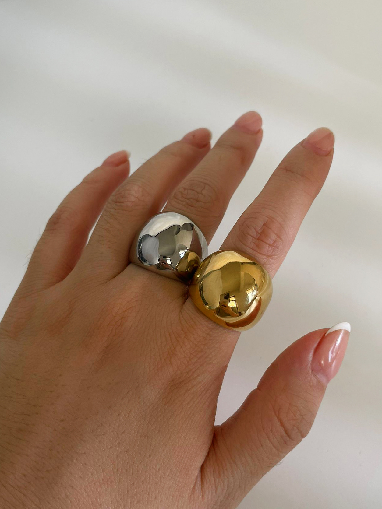 18K Gold Plated Plating Material 18K Gold Plated 316L Stainless Steel Geometric Waterproof Non Tarnish Surgical Steel Simple Style Streetwear Rings For Women's