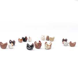 Tiny Ceramic Chicken Sculpture for Fairy or Zen Garden