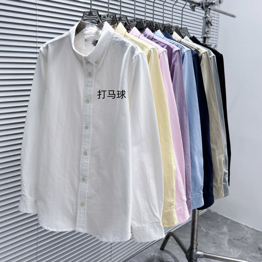 2025 Весенняя и Осенняя пара Белая хлопчатобумажная стирающаяся джинсовая рубашка для студентов мужского и женского пола свободная вышивка повседневная рубашка с длинными рукавами