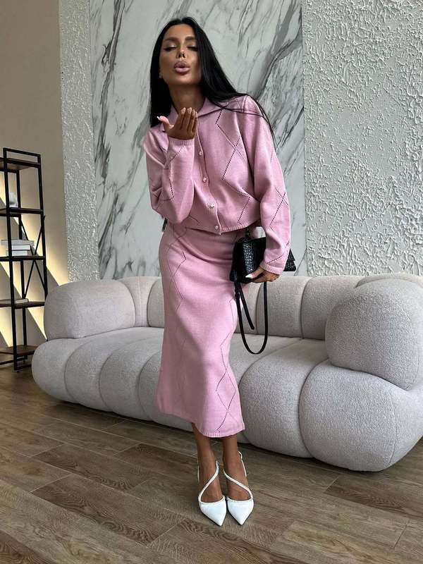法式复古金色纽扣设计感开衫长袖半身裙两件套女秋冬外穿高级风|undefined
